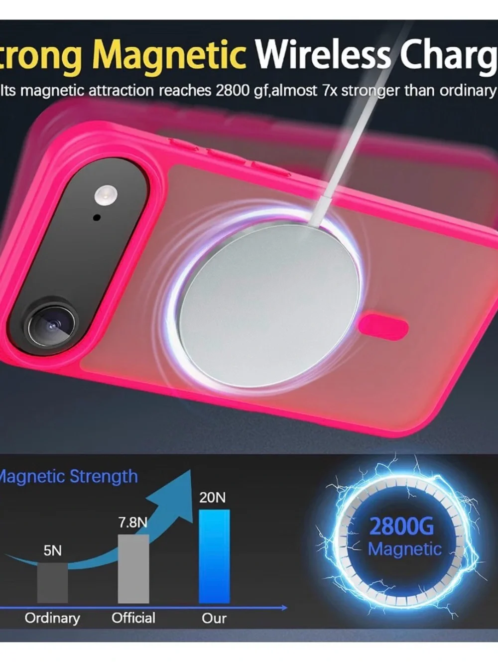 Magnetic Pink MagSafe-Compatible Protective Phone 17 Air Case